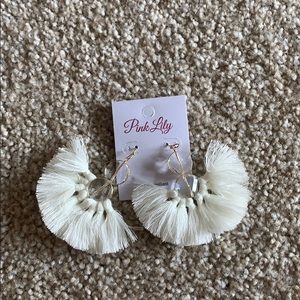 Pink Lily White Earrings